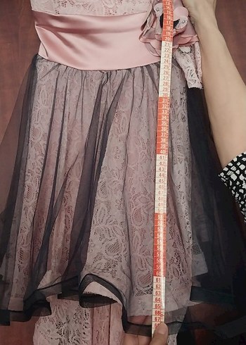 Drapeli Straplez Mini Pembe Gotik Abiye Elbise - Görsel 7