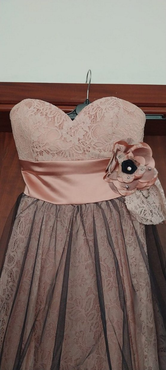 Drapeli Straplez Mini Pembe Gotik Abiye Elbise - Görsel 4