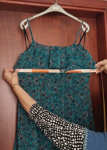 Turkuaz Bohem Midi Elbise - Görsel 8