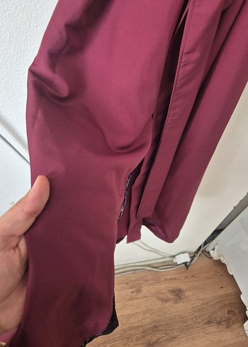 Bordo Uzun Kollu Kadın Uzun Kimono - Görsel 4