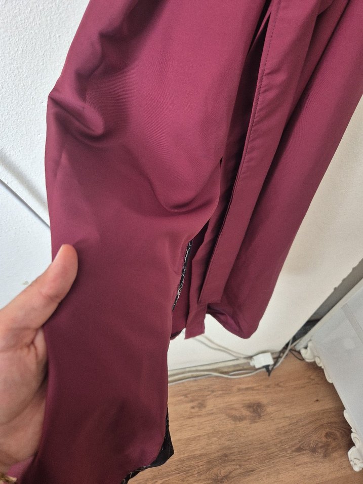 Bordo Uzun Kollu Kadın Uzun Kimono - Görsel 4