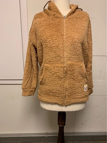 Bay/bayan fermuarlı kapşonlu peluş sweatshirt