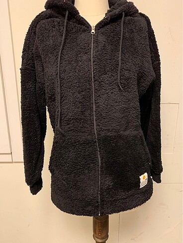 Bay/bayan fermuarlı peluş sweatshirt