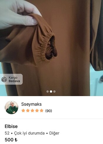 Zara Uzun Kol Kahverengi Salaş Elbise