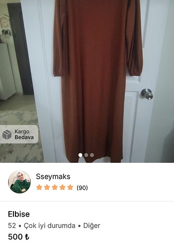 Uzun Kol Kahverengi Salaş Elbise