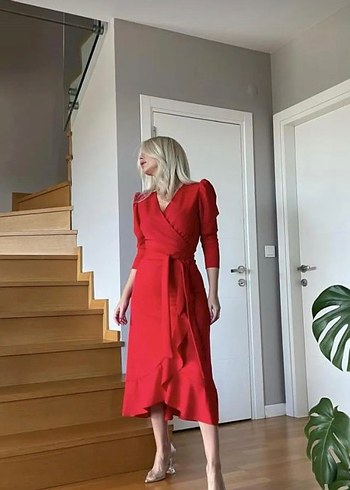 Trendyol & Milla Parlak Kırmızı Uzun Drapeli Elbise