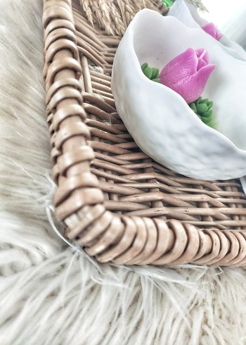 Diğer Yeşil pastel renkli çiçekli mum seti