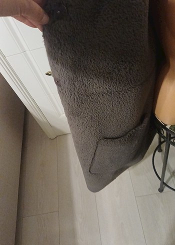 Zara gri Süet Uzun Kürklü Kaban iki kol arası 57cm boy 94cm - Görsel 4