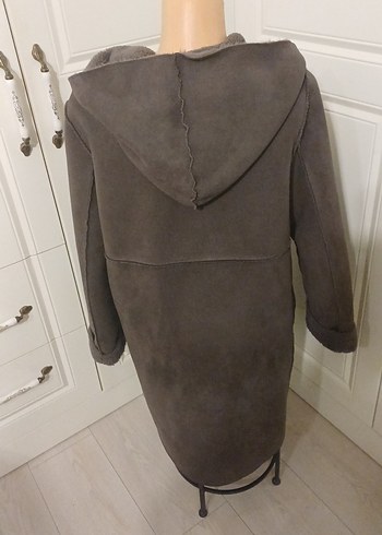 Zara gri Süet Uzun Kürklü Kaban iki kol arası 57cm boy 94cm - Görsel 3