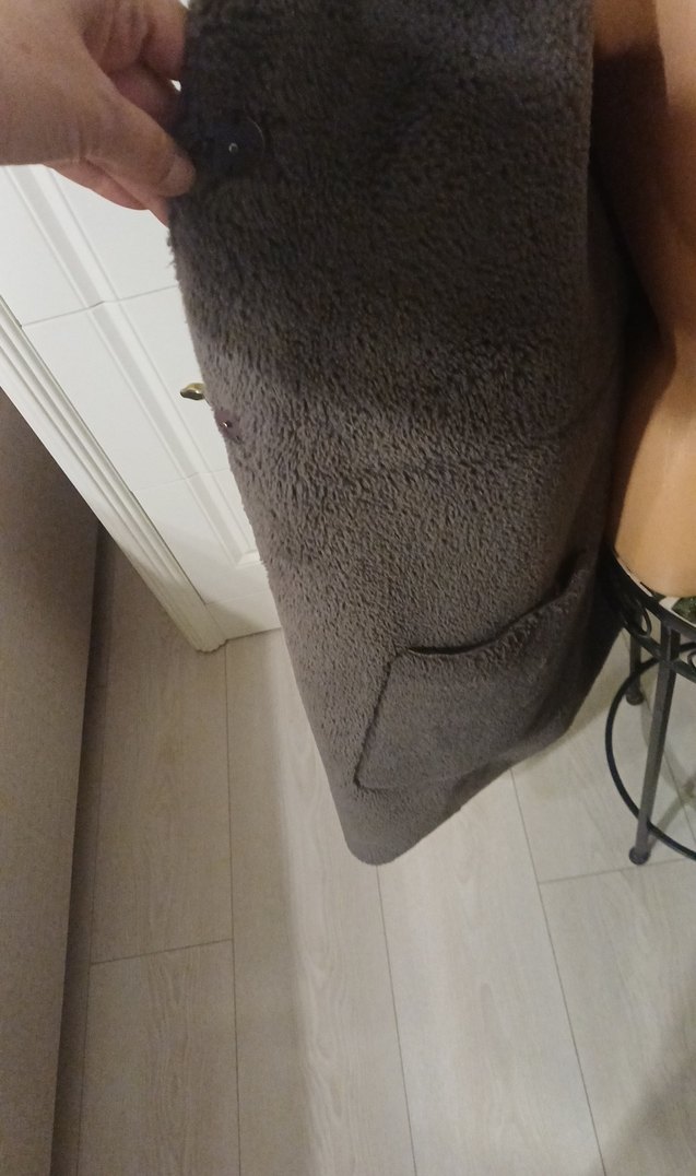 Zara gri Süet Uzun Kürklü Kaban iki kol arası 57cm boy 94cm - Görsel 4