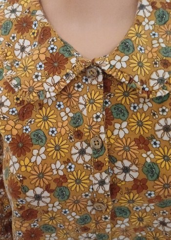 Çiçek Desenli Sarı Uzun Kollu Bohem Elbise iki kere giyildi - Görsel 2