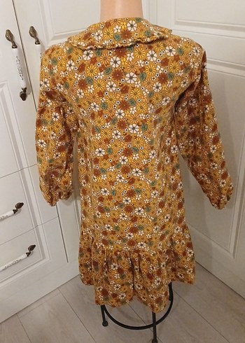 Çiçek Desenli Sarı Uzun Kollu Bohem Elbise iki kere giyildi - Görsel 3