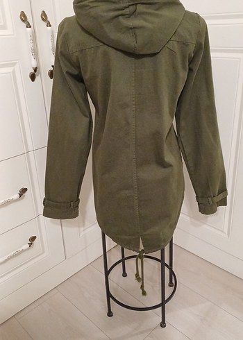 Düğmeli Kapüşonlu Kadın kot Ceket - Görsel 3