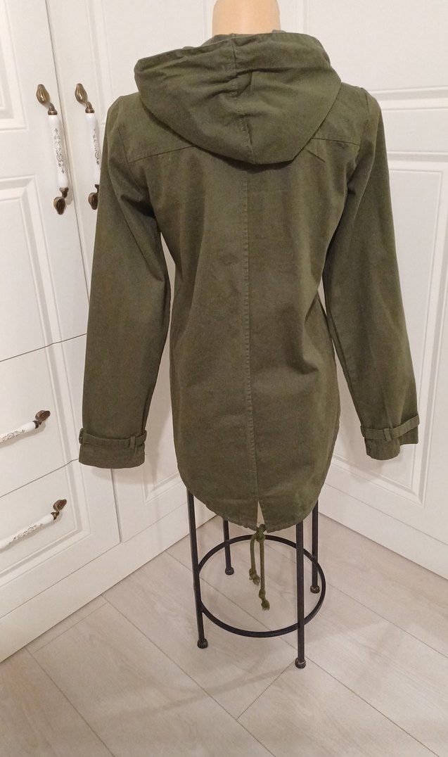 Düğmeli Kapüşonlu Kadın kot Ceket - Görsel 3