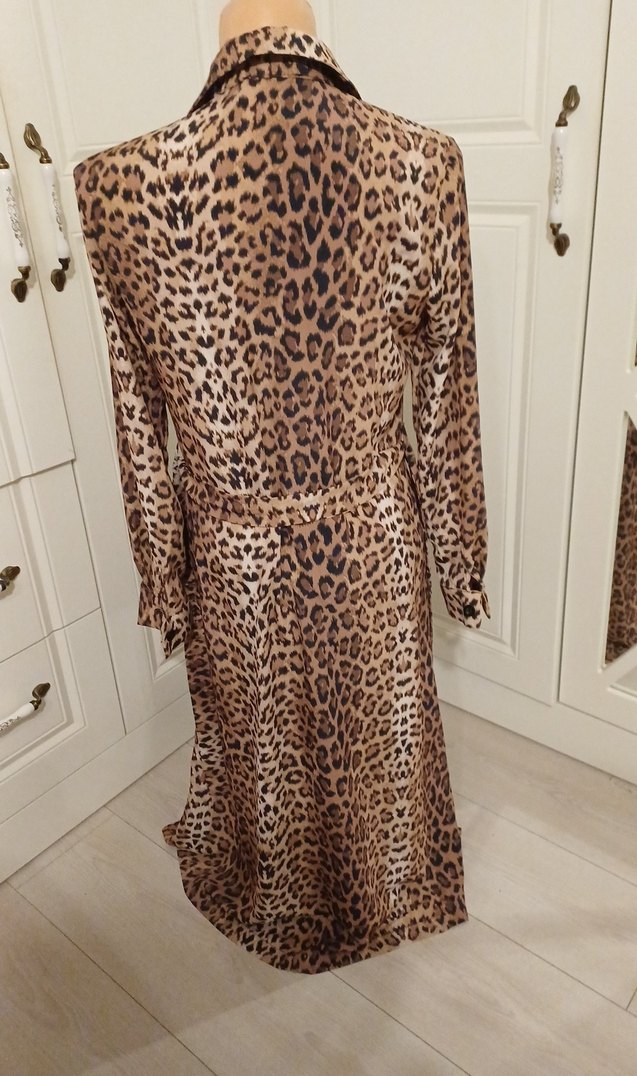 Leopar Desenli Uzun Kadın Elbise - Görsel 4