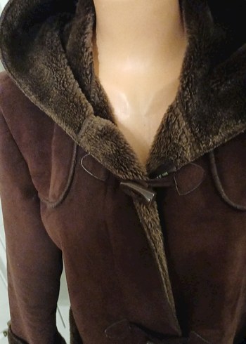 Kahverengi Kadın Süet Kürklü Kaban 38 ama geniş 42 bile olur - Görsel 2