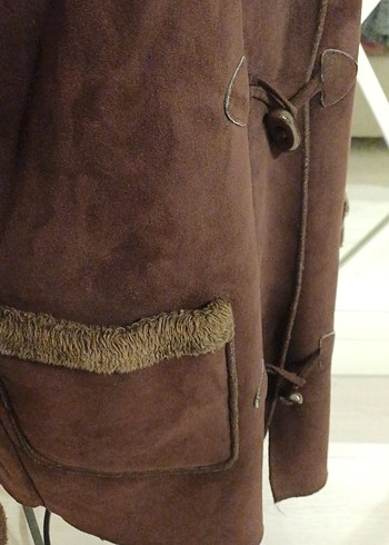 Kahverengi Kadın Süet Kürklü Kaban 38 ama geniş 42 bile olur - Görsel 3