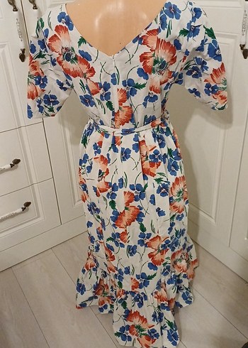 Çiçek Desenli Uzun Bohem Elbise - Görsel 3