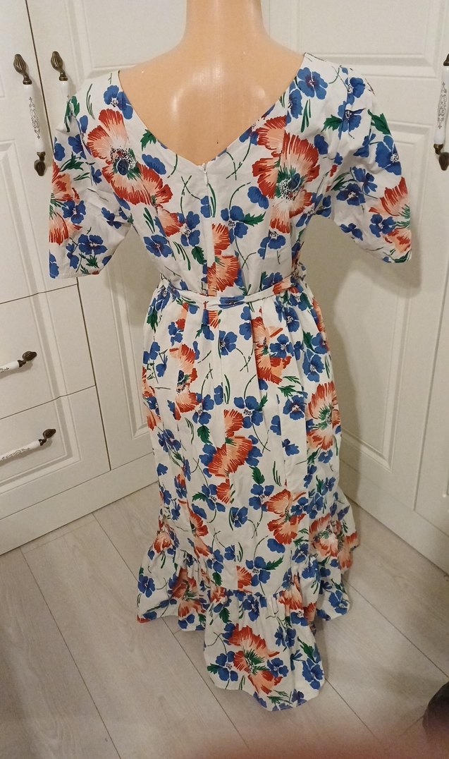 Çiçek Desenli Uzun Bohem Elbise - Görsel 3