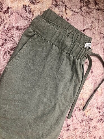 m Beden haki Renk Zara keten viskoz jogger pantolon