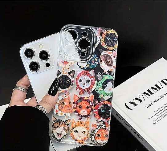 Kedili telefon kılıfı şeffaf iphone