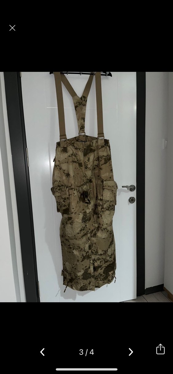 Bej Kamuflajlı Erkek Askılı Pantolon - Görsel 3