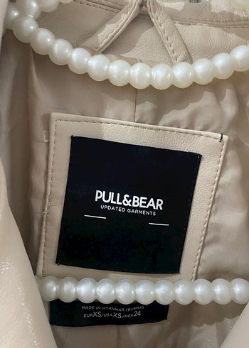 Pull and Bear Bej Mini Deri Kemerli Ceket