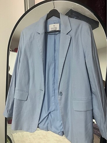Stradivarius keten karışımlı blazer ceket