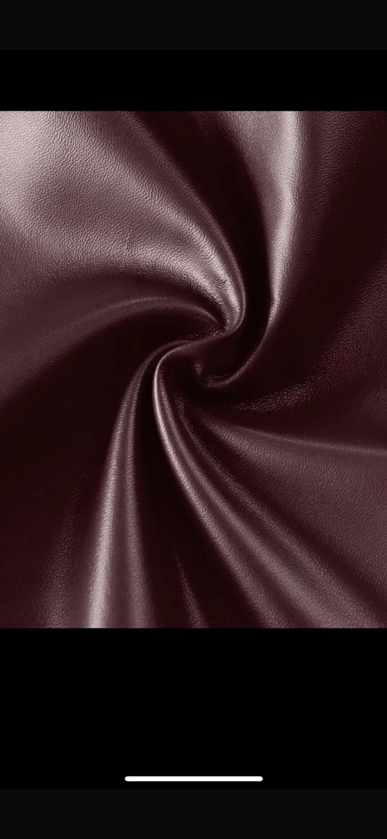 Bordo Deri Drapeli Yüksek Yakalı Kadın Bluz - Görsel 3