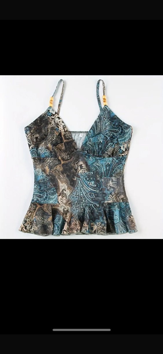 Boncuk Detaylı V Yaka Turkuaz Büstiyer - Görsel 2