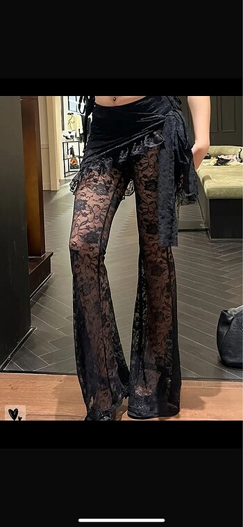 Diğer Siyah gotik dantelli pantolon