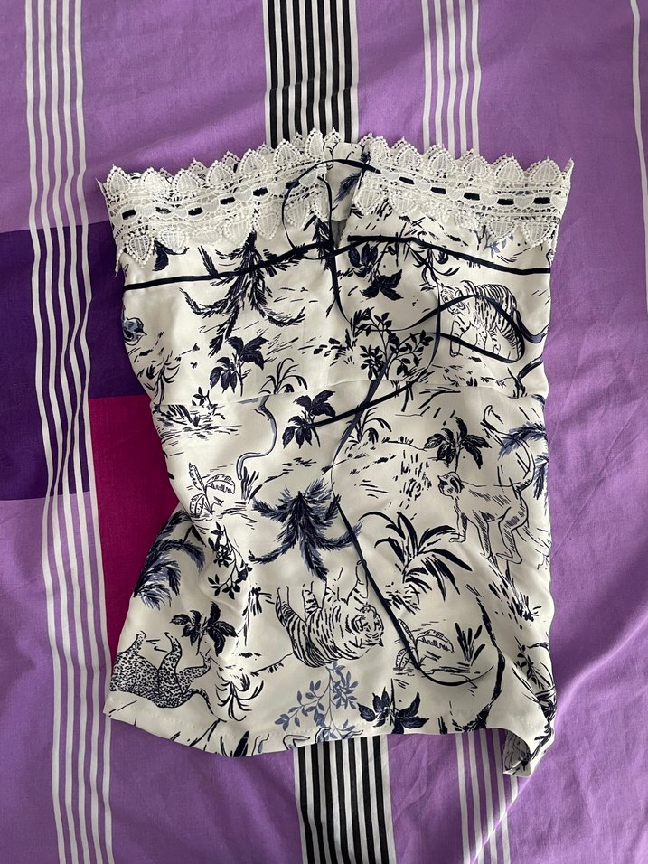 Mavi Desenli Dantel Detaylı Bohem Midi Elbise - Görsel 2