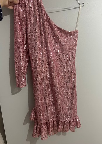 HOX'S Cindy Pul Payetli Tek Omuzlu Mini Abiye - Görsel 3