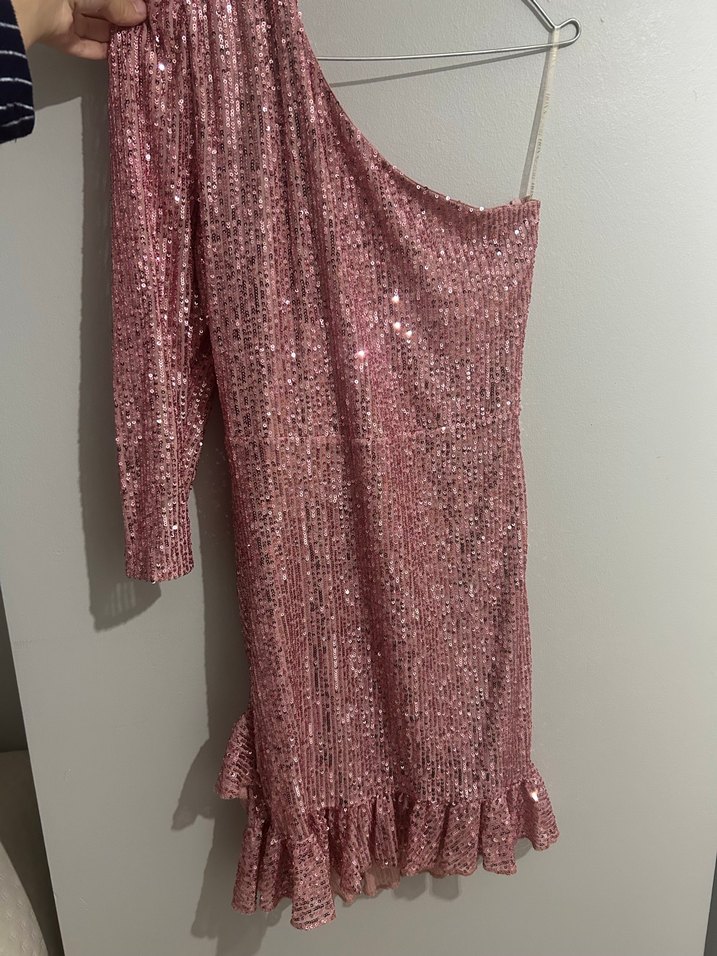 HOX'S Cindy Pul Payetli Tek Omuzlu Mini Abiye - Görsel 3