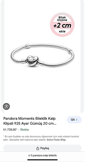  Beden beyaz Renk Pandora bileklik