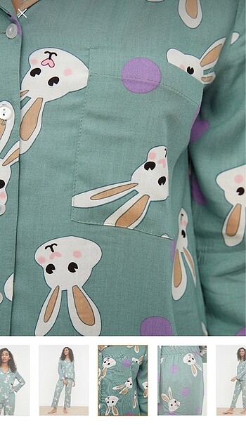 l Beden TrendyolMilla Tavşan Desenli Pijama Takımı