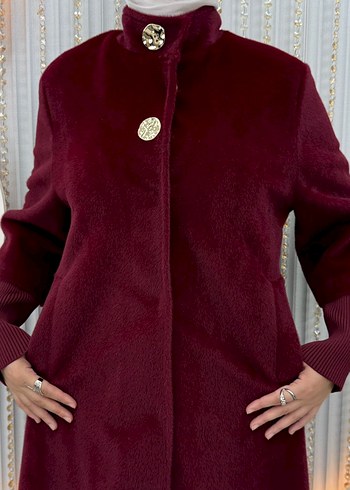 Bej Düğmeli Uzun Kadın Kaban - Görsel 7