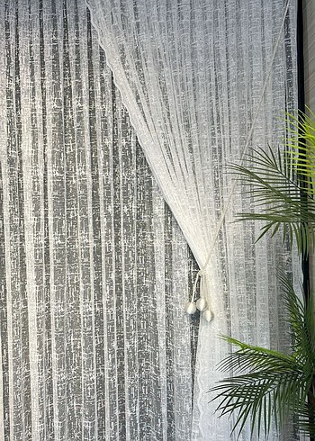 İşlemeli Beyaz Tül Fon Perde - Görsel 4