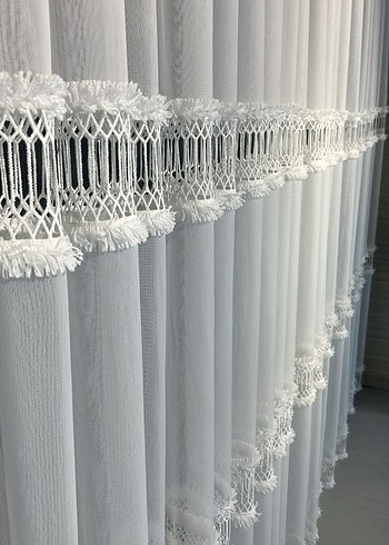 Nakışlı Beyaz Perde Üst kalite tt zemin keten - Görsel 2