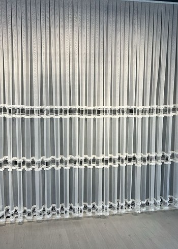 Nakışlı Beyaz Perde Üst kalite tt zemin keten - Görsel 5