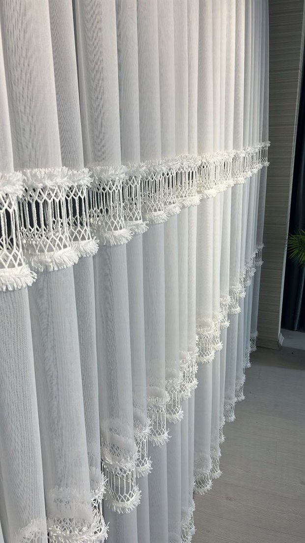 Nakışlı Beyaz Perde Üst kalite tt zemin keten - Görsel 4