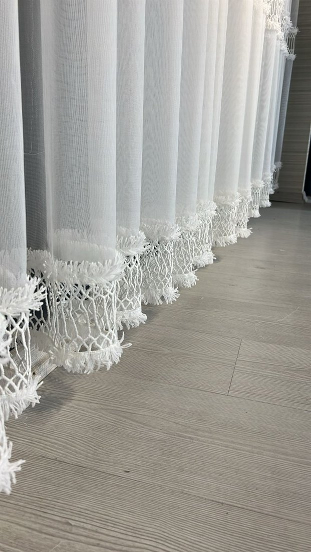 Nakışlı Beyaz Perde Üst kalite tt zemin keten - Görsel 3