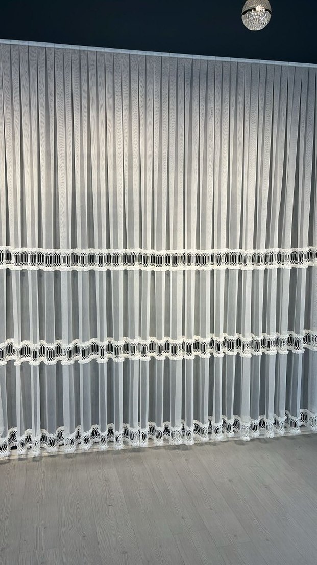 Nakışlı Beyaz Perde Üst kalite tt zemin keten - Görsel 5