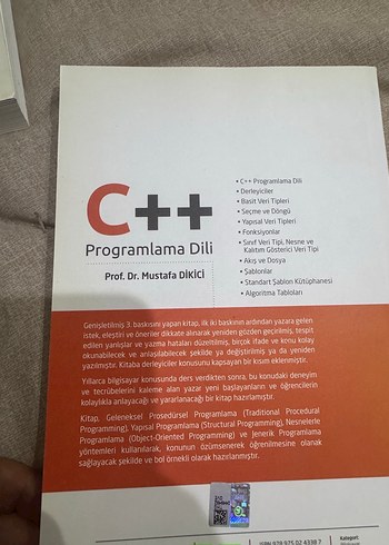 C++ Programlama Dili - Prof. Dr. Mustafa Dikici - Görsel 2