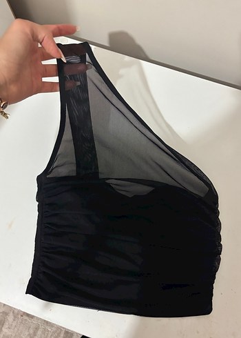 Siyah Drapeli Straplez Mini Büstiyer - Görsel 2