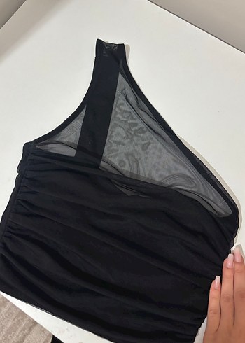 Siyah Drapeli Straplez Mini Büstiyer - Görsel 3