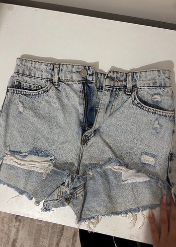 Gri Kadın Midi Kot Şort - Görsel 2