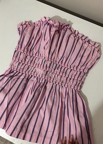 Lastikli pembe crop - Görsel 3