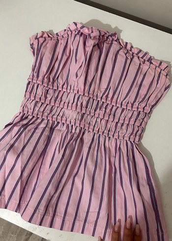 Lastikli pembe crop - Görsel 4