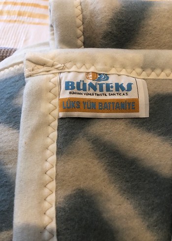 Mavi Gri Batik Desenli yün battaniye - Görsel 4